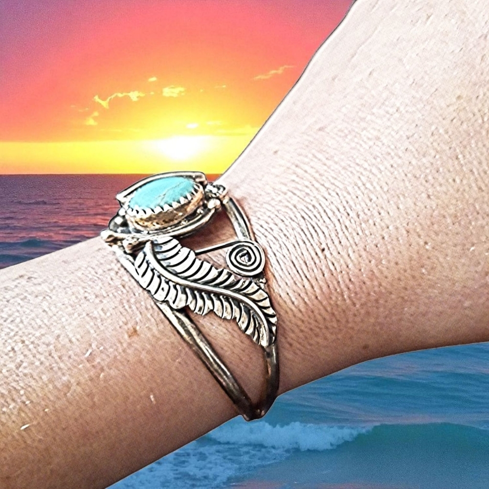 ✨️COPY! TAXCO! Sterling Silver and Howlite Turquoise Cuff Bracelet - Picture 6 of 15